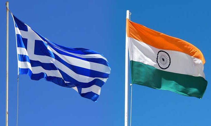 Greece India Greek Indian flags
