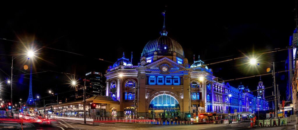 Melbourne lights up in blue and white
