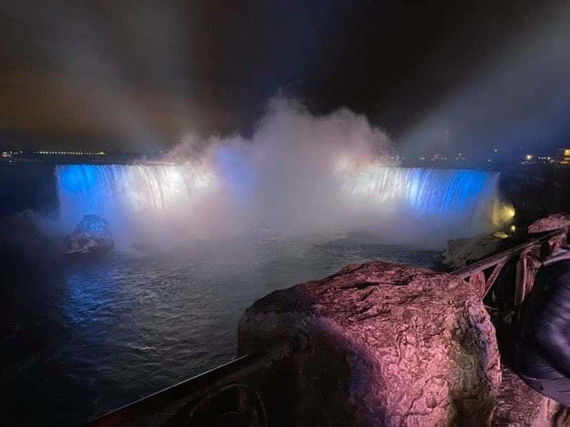 Niagara Falls shining in Greece's blue and white