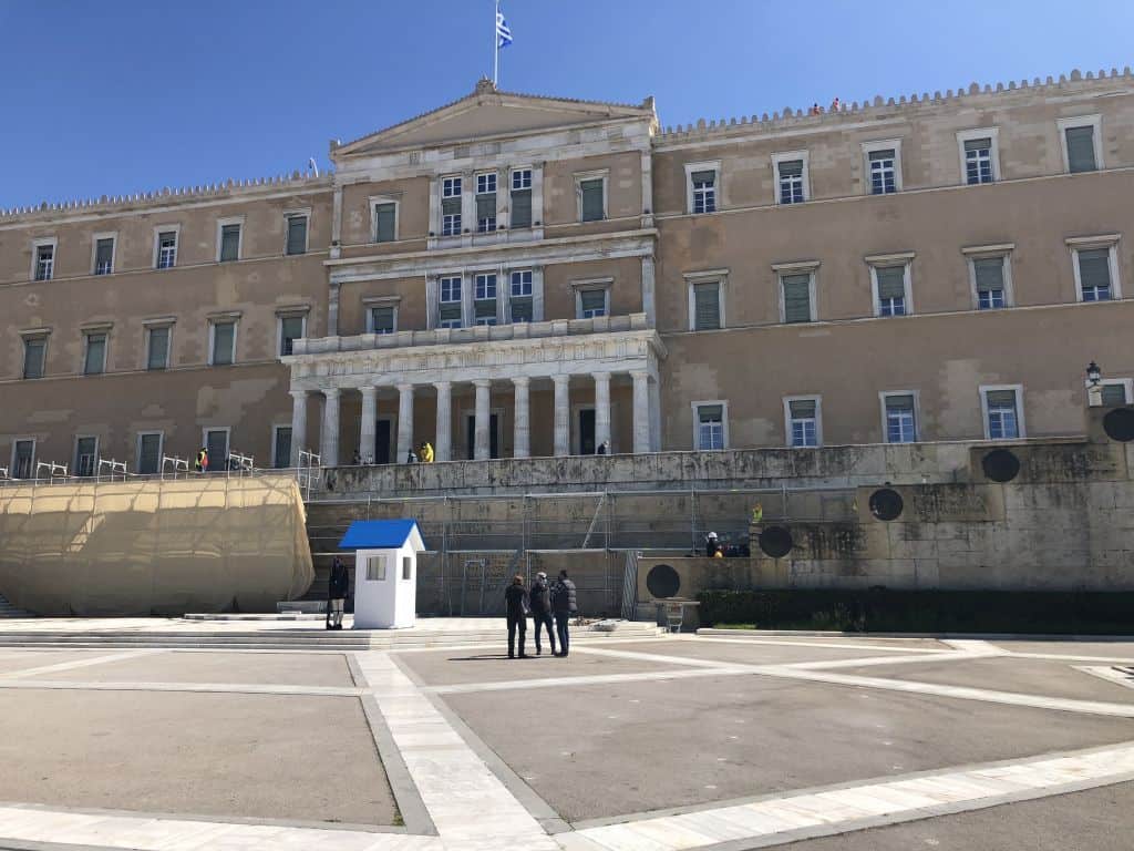 Maintenance works at the Tomb of the Unknown Soldier in Athens