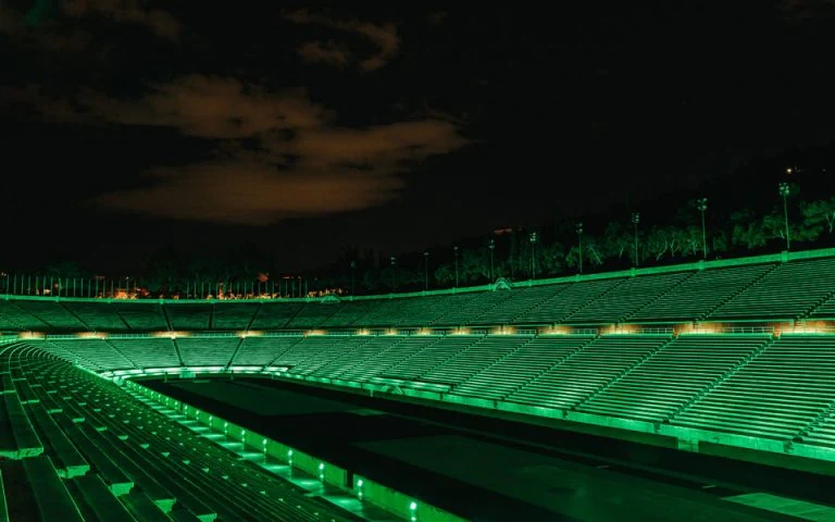 Panathenaic Stadium lights up green for St. Patrick’s Day