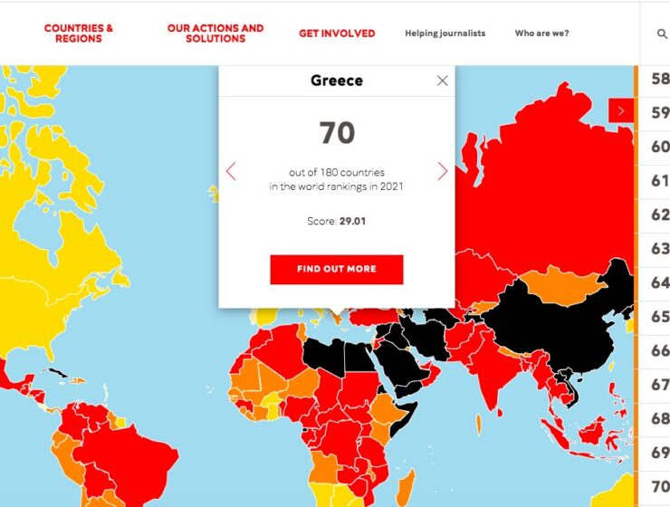 Greece drops to 70th place in 2021 press freedom rankings