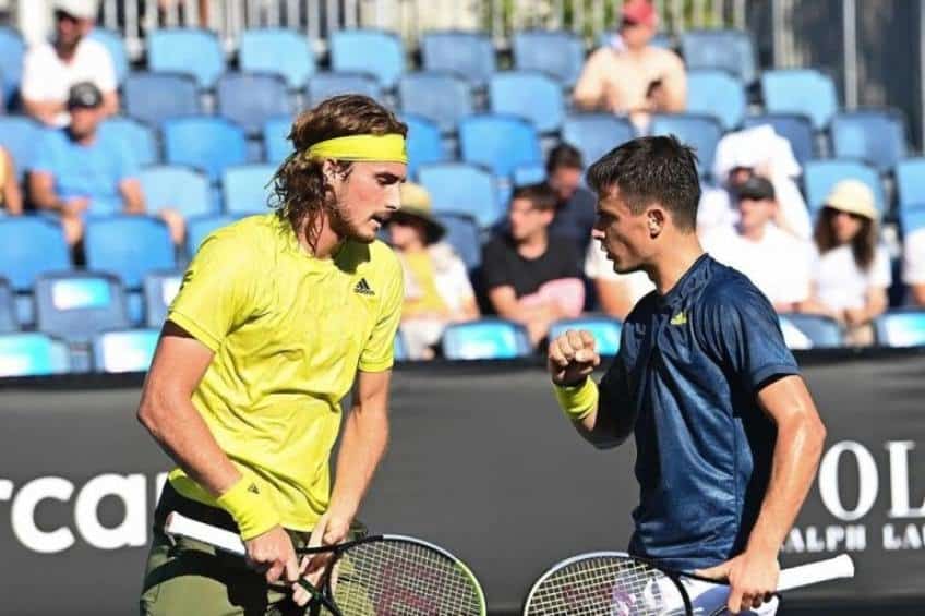 atp monte carlo tsitsipas brothers save two mps to stun no 8 seeds