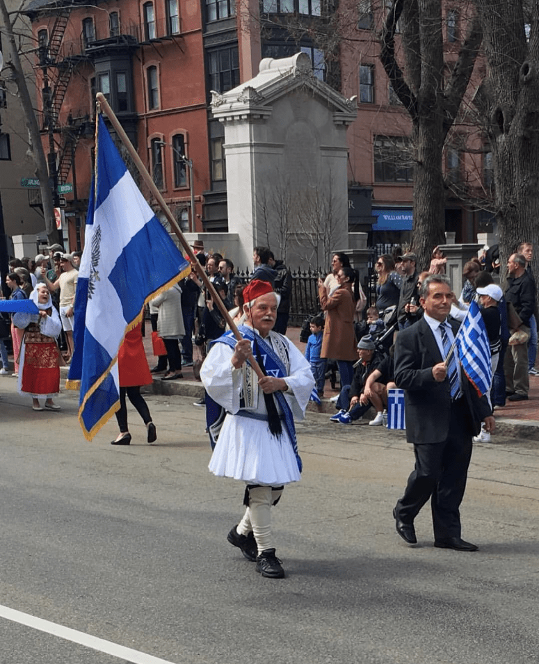 Greeks in Boston celebrating the March 25th annual celebrations.