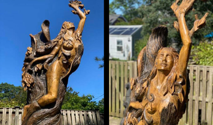 Tree Sculpture in Virginia depicts Greek Myth