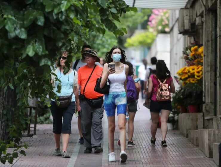 Greece COVID-19 people walking mask
