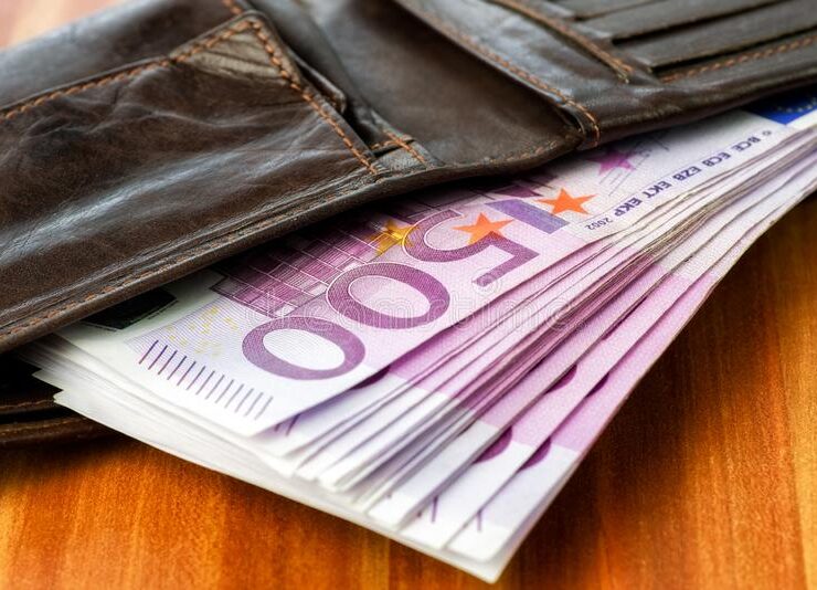 wallet full of euros