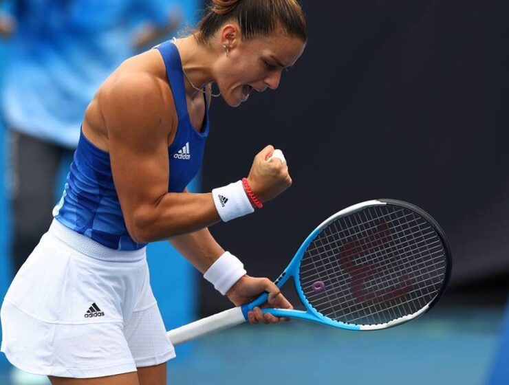 Maria Sakkari of Greece wins her second round match against Nina Stojanovic of Serbia 6