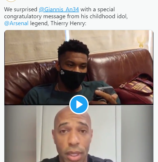 Bucks star Giannis Antetokounmpo receives special message from Arsenal legend Thierry Henry 9