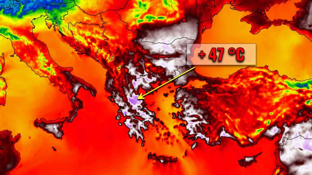 Greece to reach 47 °C on Monday, challenging the European alltime