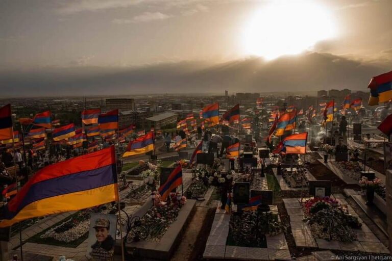 Armenian flags cemetery of those killed during the 2020 Nagorno-Karabakh Artsakh War