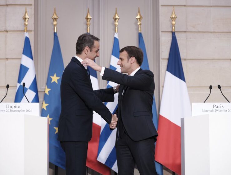 Greek Prime Minister French President Emmanuel Macron Economou