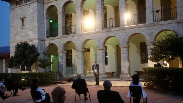 Foreign Affairs Minister Nikos Dendias addressed the opening of an exhibition at the Byzantine and Christian Museum on September 15, 2021.