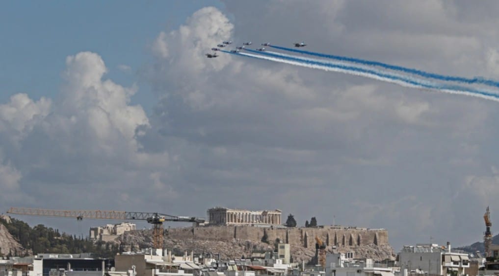 French jets Acropolis Athens