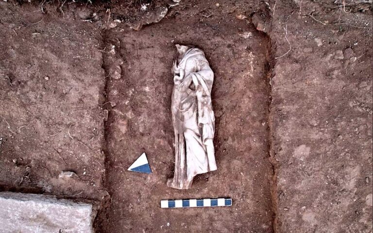 Headless Statue of Greek Health Goddess "Hygieia" Unearthed in Turkey