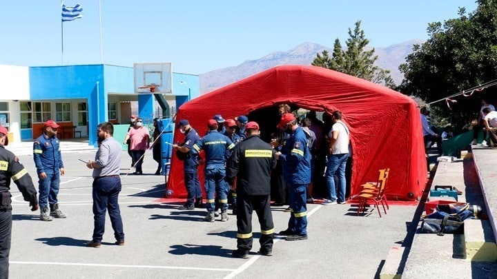 GREECE: Earthquake victims in Crete given temporary shelter in tents