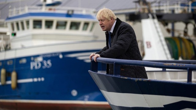 Boris Johnson boat ship fishing France