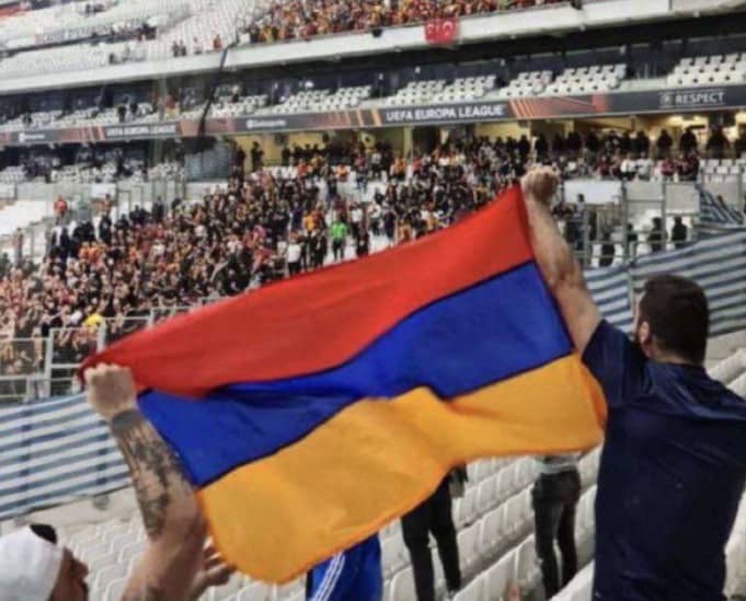 Armenian flag in Marseille match against Galatasaray
