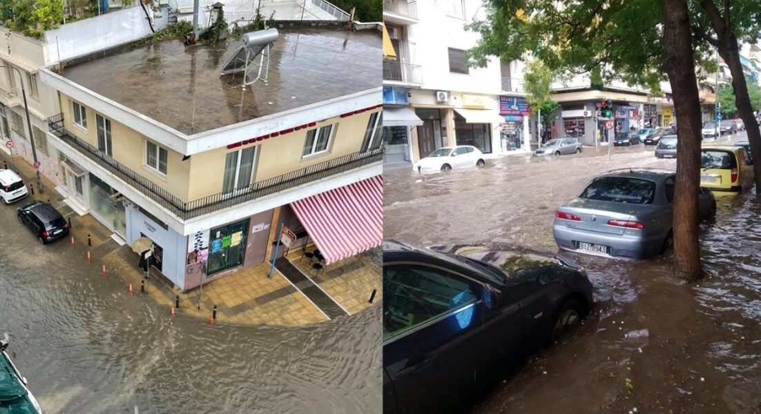 Ballos flood Athens roads October 14, 2021