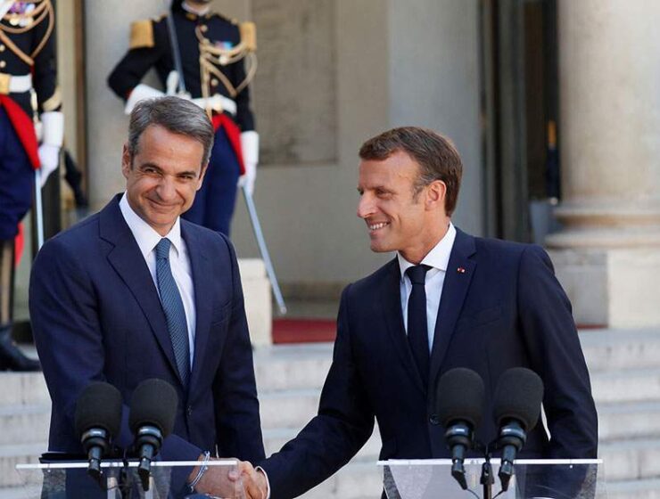 Greek Prime Minister Kyriakos Mitsotakis and French President Emmanuel Macron diplomat