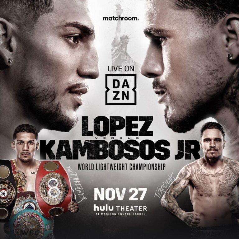 Confirmed George "Ferocious" Kambosos Jr versus Teofimo Lopez 27 November 2021 in NYC