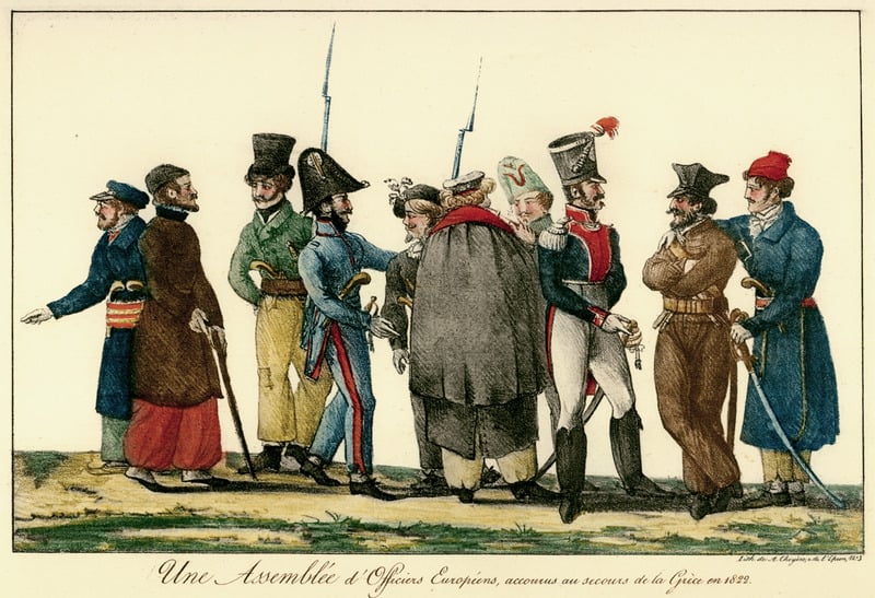 Une Assemblee dOfficiers Europeens accourus au secours de la Grece en 1822