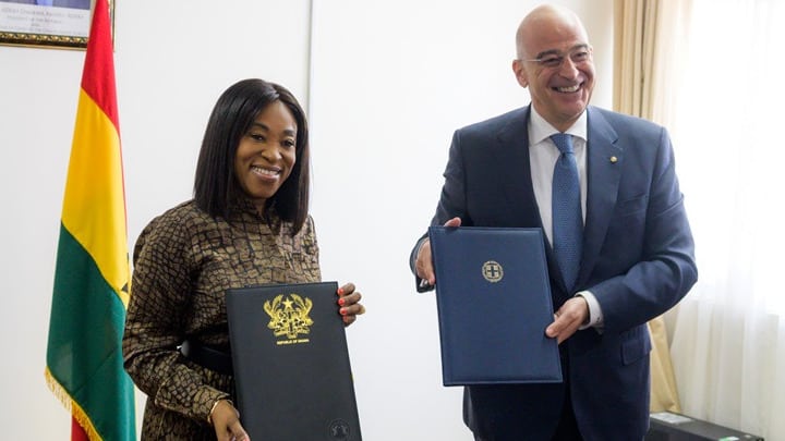 Foreign Affairs Minister Nikos Dendias met with his Ghanaian counterpart Shirley Ayorkor Botchwey at capital city Accra on November 25, 2021.