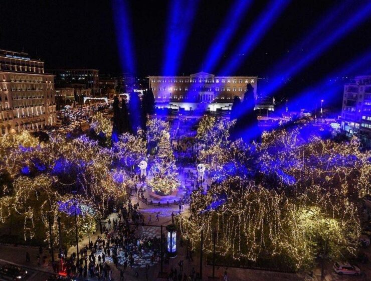 Athens Christmas Tree light up with 60,000 multi-coloured lights