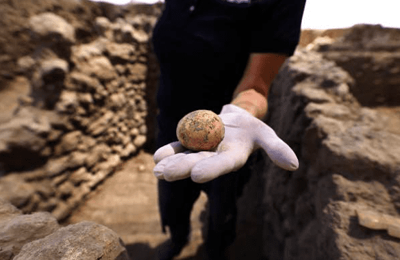 1000 year old chicken egg Israel ancient Greek amethyst ring Byzantine wine factory