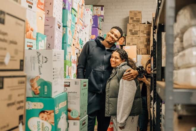 Giannis Antetokounmpo and Mariah Riddlesprigger reveal name of second son during charity announcement 3