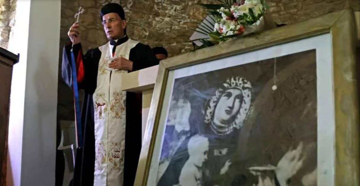 Lebanon's Maronite Patriarch Bechara al-Rahi celebrates mass at Agia Marina church in the Maronite village of the same name -- Maronites first migrated to Cyprus centuries ago from Syria and Lebanon but only about 7,000 Maronites remain on the island (AFP/Christina ASSI)