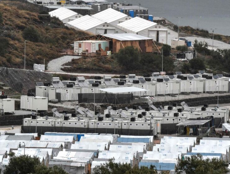A view of the Mavrovouni refugee camp on Lesbos