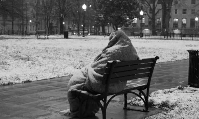 homeless snow cold