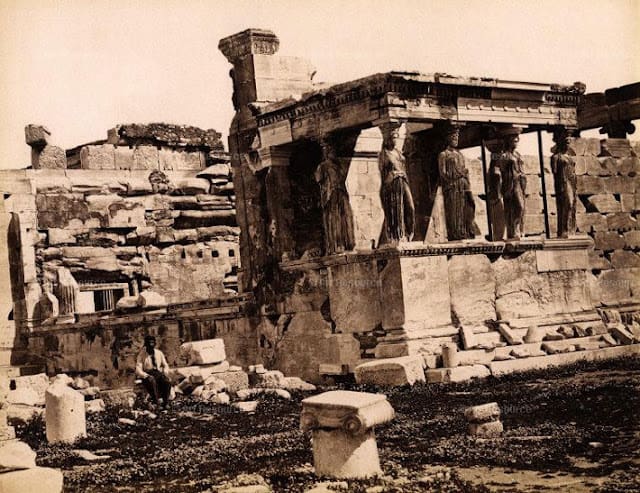Acropolis Erectheion Caryatid Vintage