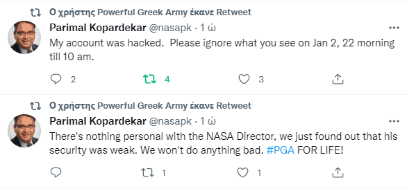 'Powerful Greek Army' group hacks twitter account of NASA Director 2