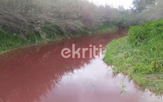 River in Crete runs red, smells like blood 1