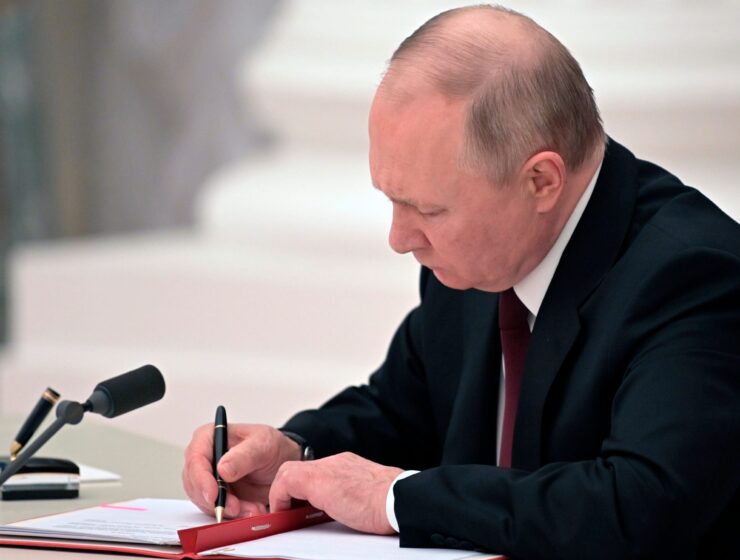 Russian President Vladimir Putin recognises Luhansk and Donetsk Donbass on February 21, 2022.