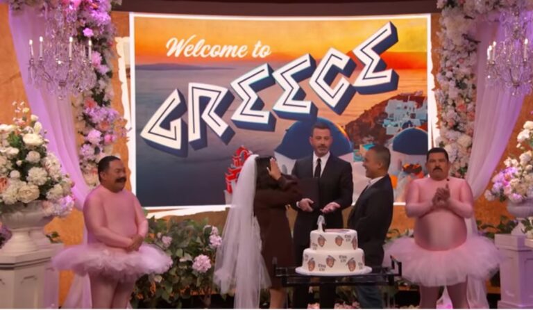 Jimmy Kimmel sends newlyweds to Greece for their honeymoon
