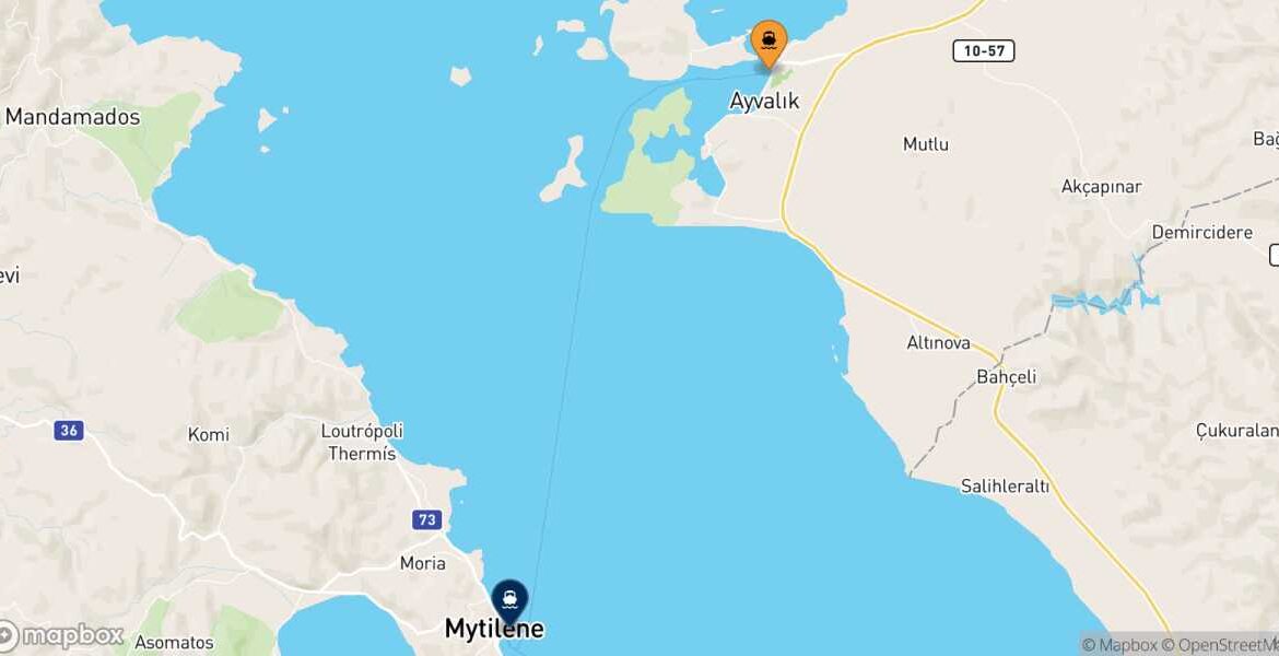 Ayvalik to Mytilene (Lesvos) ferry Greek islands