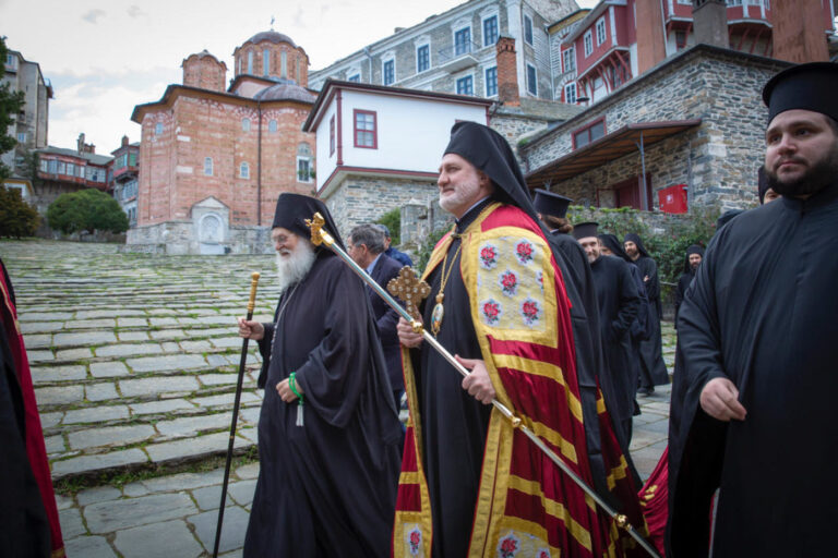 His Eminence Archbishop Elpidophoros, Pilgrims Arrive at Mount Athos￼