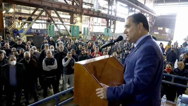 Greece's Development and Investments Minister Adonis Georgiadis assured concerned workers at Elefsina Shipyards
