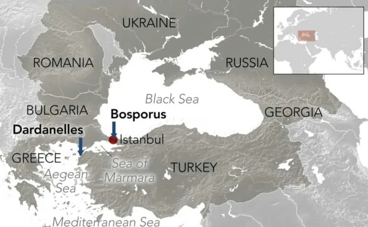 Dardanelles Bosporus Straits Black Sea Balkans Aegean Anatolia Azov Sea Ukraine Russia map