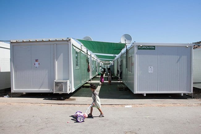shipping container asylum centre greece