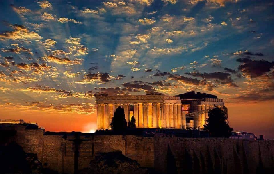 Hellas Athens Acropolis Parthenon sunset