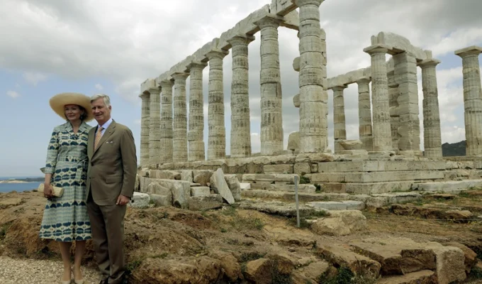 King Philippe and Queen Mathilde of the Belgium visited the archaeological sites of Sounion and Thorikos on May 3.