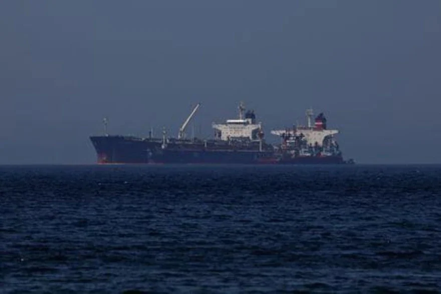 Greece The Liberian-flagged oil tanker Ice Energy transfers crude oil from the Iranian-flagged oil tanker Lana (former Pegas), off the shore of Karystos, on the Island of Evia, Greece, May 26, 2022. REUTERS/Costas Baltas