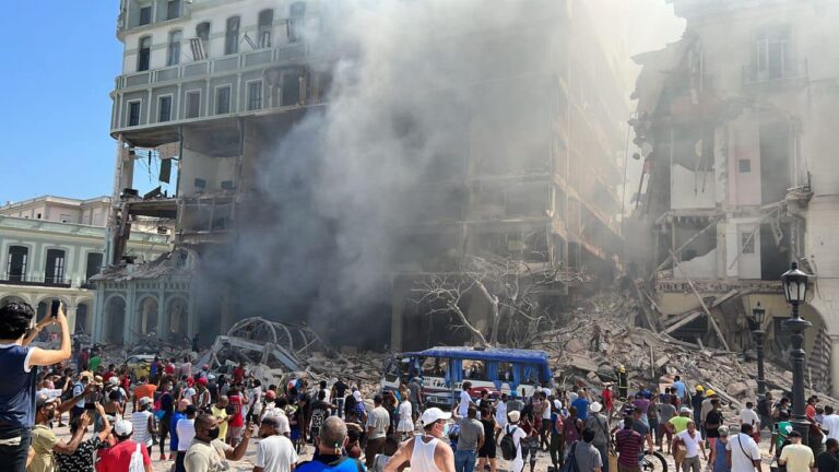 Huge explosion at the Hotel Saratoga in Havana, Cuba.