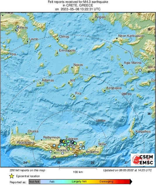 Earthquake rattles Crete with 4.4 R, exact epicentre as Sept 2021 quake