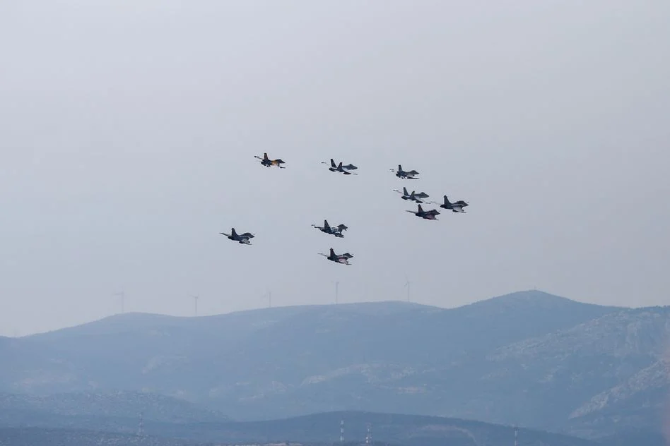 NATO fighter jet planes and helicopters flew over the Athens Acropolis 2