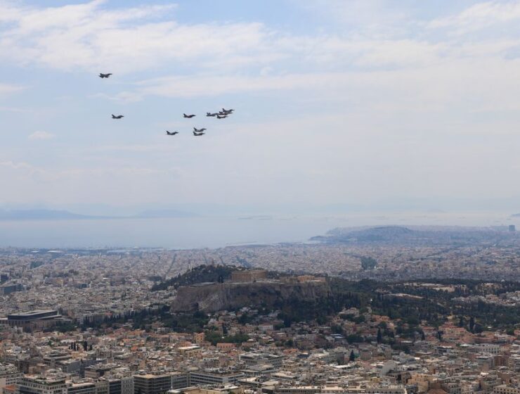 NATO fighter jet planes and helicopters flew over the Athens Acropolis 1